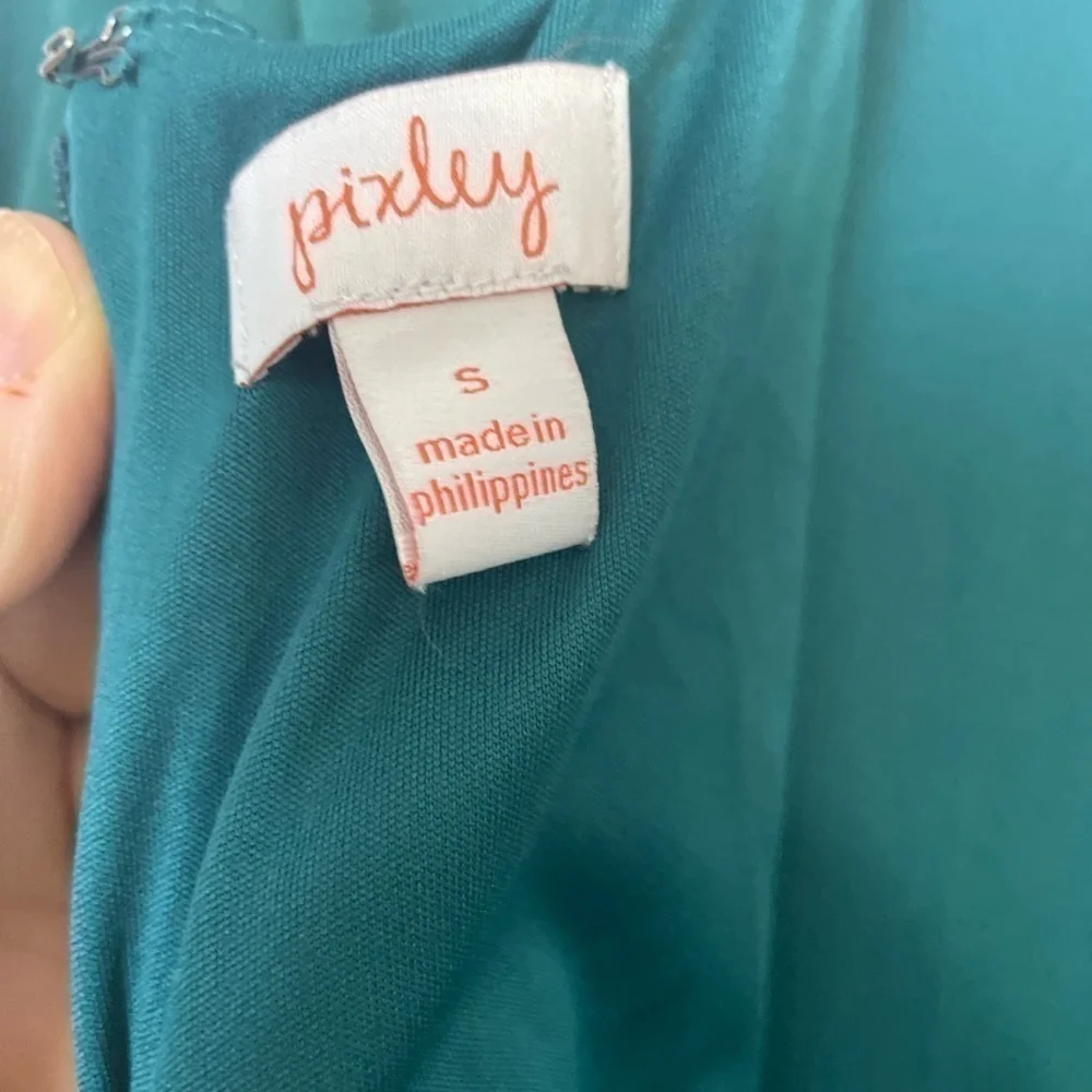 Pixley Emerald Green Twist Front Long Sleeve Dress Size Small